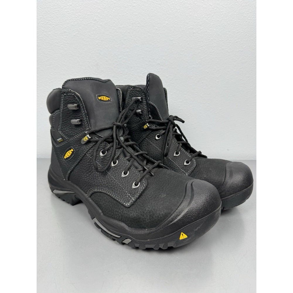 Keen Mt Vernon Boots Mens 13 EE Black Leather Steel Toe Waterproof 6" Utility